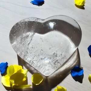 Clear Quartz Crystal‎ Heart Carving (#14)